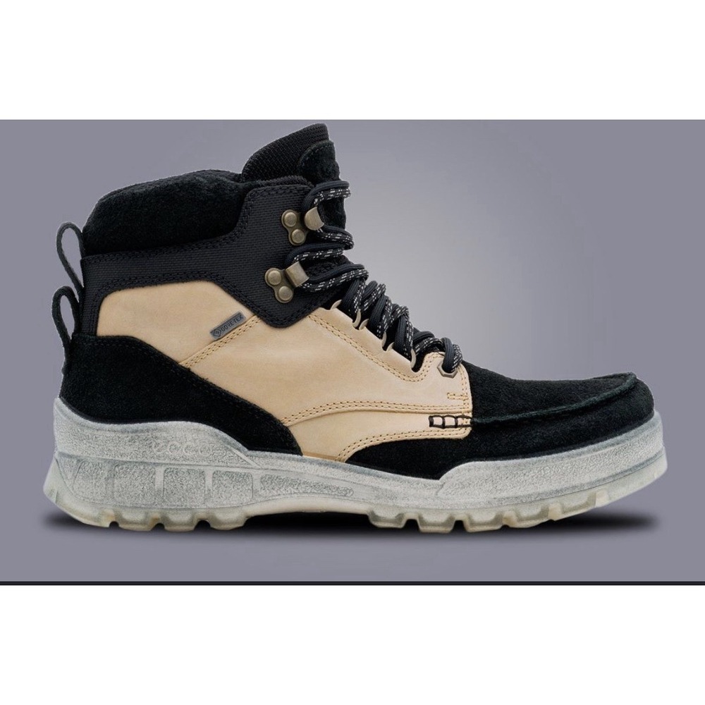 New Ecco 41 Men 7-7.5 Track 25 High GTX Hiking Leather Boots Black Honey Mustard